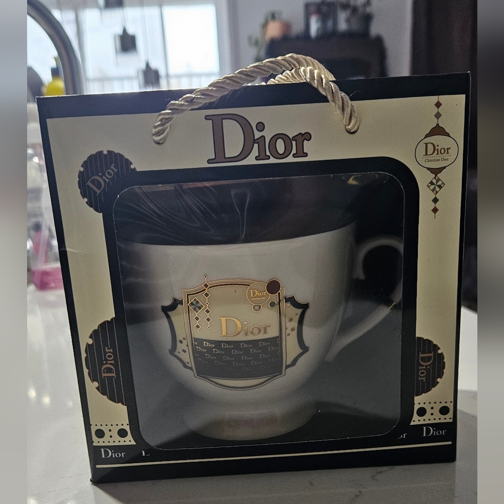 Dior Cream Mug with spoon gift set